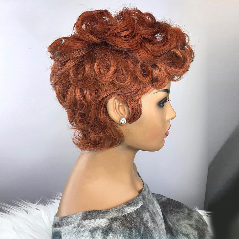 Orange Short Curly Hair Fluffy Chemical Fiber Headgear photo 2