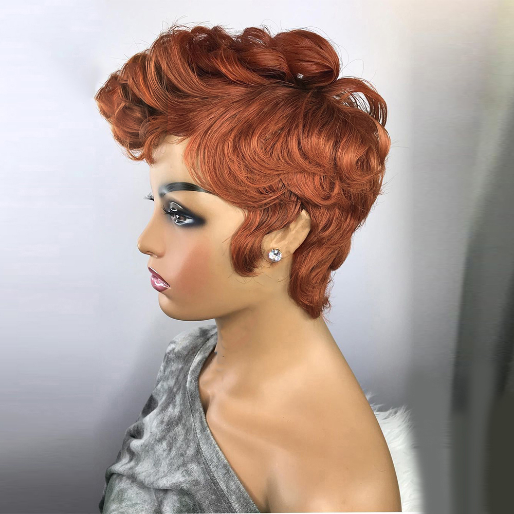 Orange Short Curly Hair Fluffy Chemical Fiber Headgear photo 3