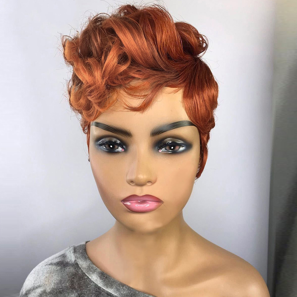 Orange Short Curly Hair Fluffy Chemical Fiber Headgear photo 1