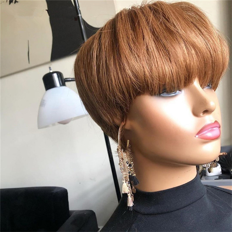 New Style Wig European And American Ladies Short Hair Natural Black Brown Chemical Fiber Hair Headgear Button Net photo 4