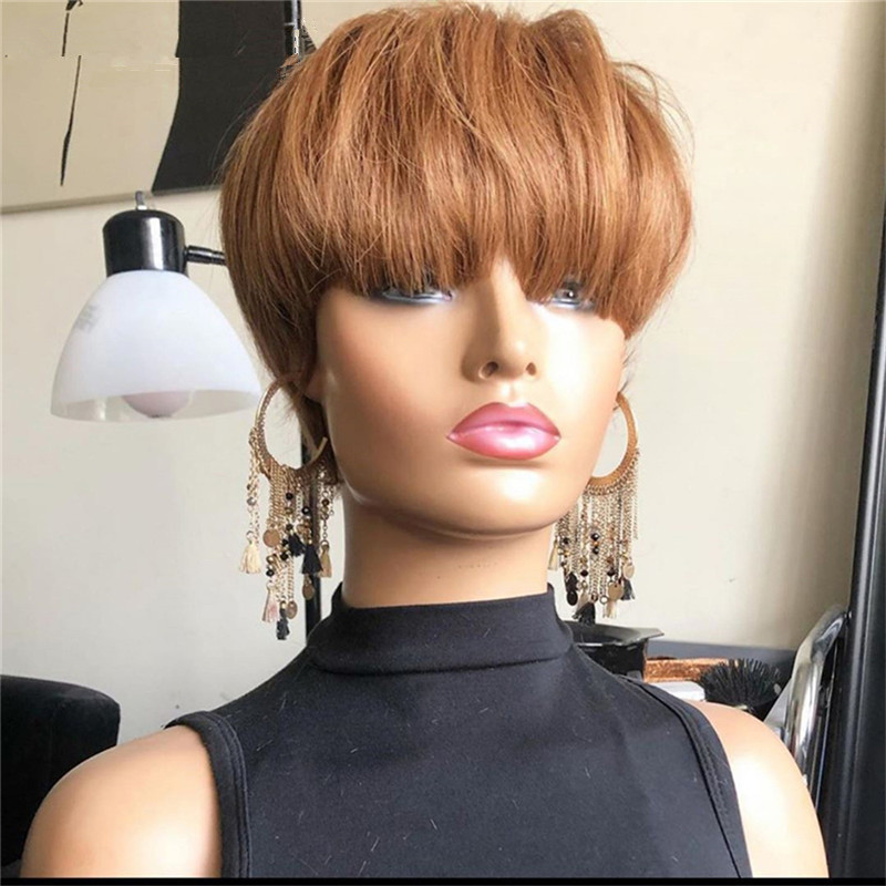 New Style Wig European And American Ladies Short Hair Natural Black Brown Chemical Fiber Hair Headgear Button Net photo 3