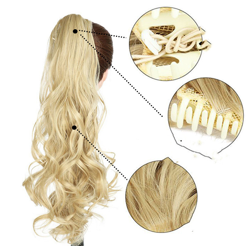 Clip-On Hairpiece Extensions Ombre Ponytail Claw Synthetic-Hair Wavy Soowee photo 5