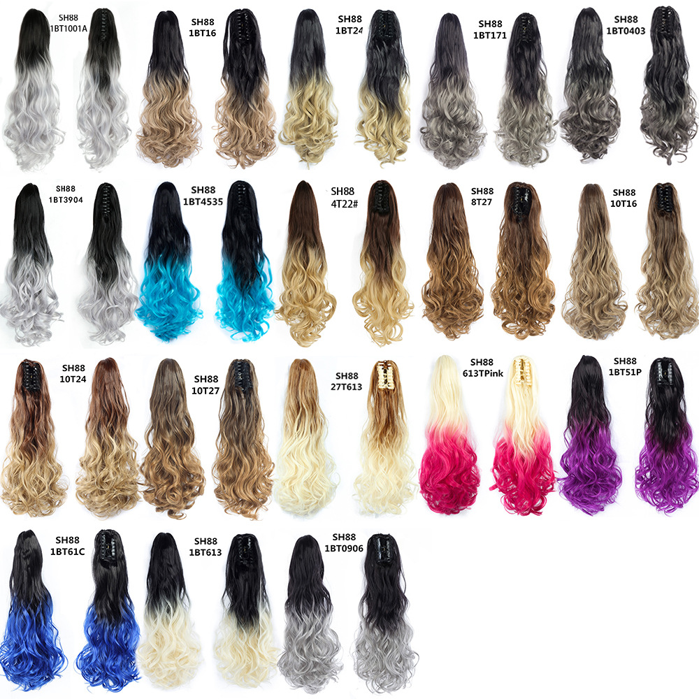 Clip-On Hairpiece Extensions Ombre Ponytail Claw Synthetic-Hair Wavy Soowee photo 1