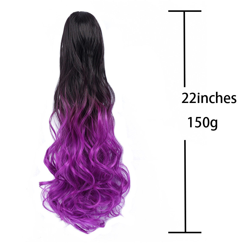 Clip-On Hairpiece Extensions Ombre Ponytail Claw Synthetic-Hair Wavy Soowee photo 2