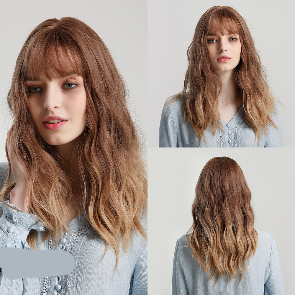 Black Gradient Gold Ladies Short Curly Hair photo 3