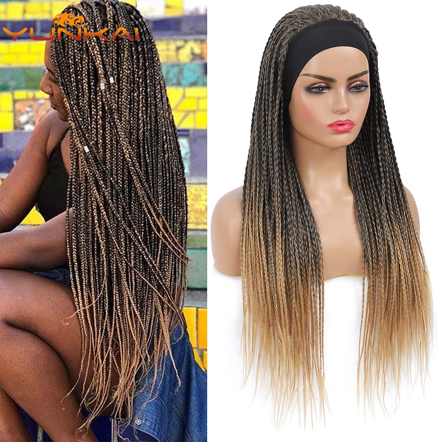 S Turban Wig Cover African Dirty Braid Hair Band Three-strand Braid Head Cover photo 1