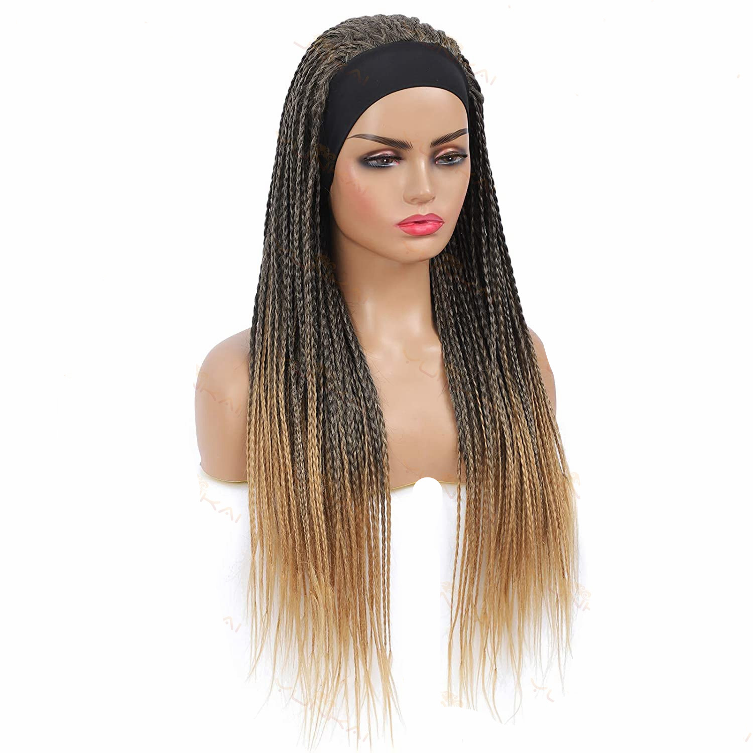 S Turban Wig Cover African Dirty Braid Hair Band Three-strand Braid Head Cover photo 2