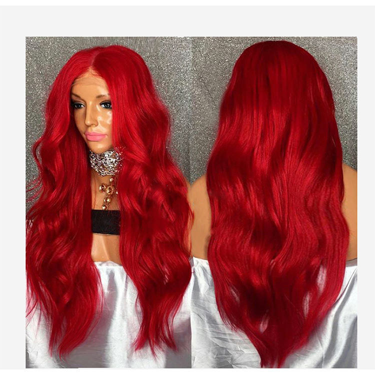 Chemical Fiber Front Lace Wig Headgear Red Wig Female Long Curly Hair photo 5