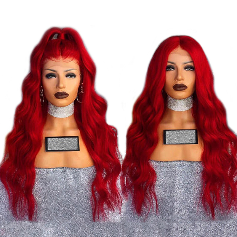Chemical Fiber Front Lace Wig Headgear Red Wig Female Long Curly Hair photo 2
