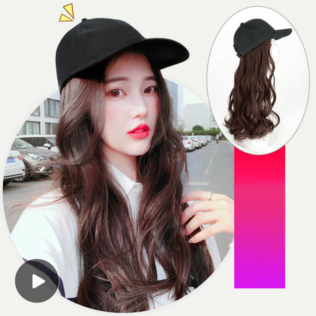 Hat Wig Ladies Long Hair One Big Wave Curly Hair Headgear Fashion Hat With Wig Net Red photo 4