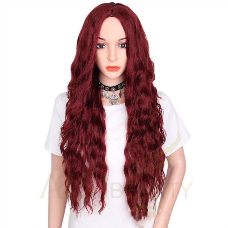 Wig Wine Red Corn Whisker Wig Black Small Curls photo 8