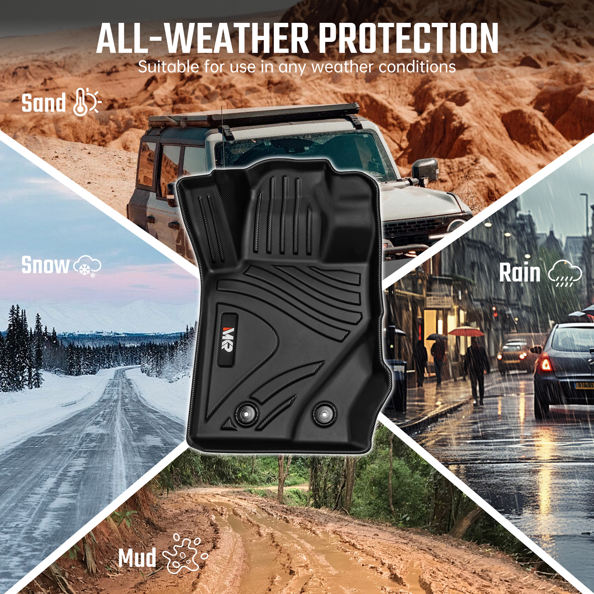 Car Floor Mats For 2021-2023 Ford Bronco 4 Doors TPE Interior Car Accessories photo 7