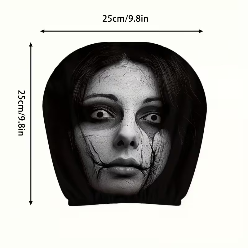Car Headrest Cover 2 Pack Scary Face Pattern Seat Protector Halloween Decor photo 4