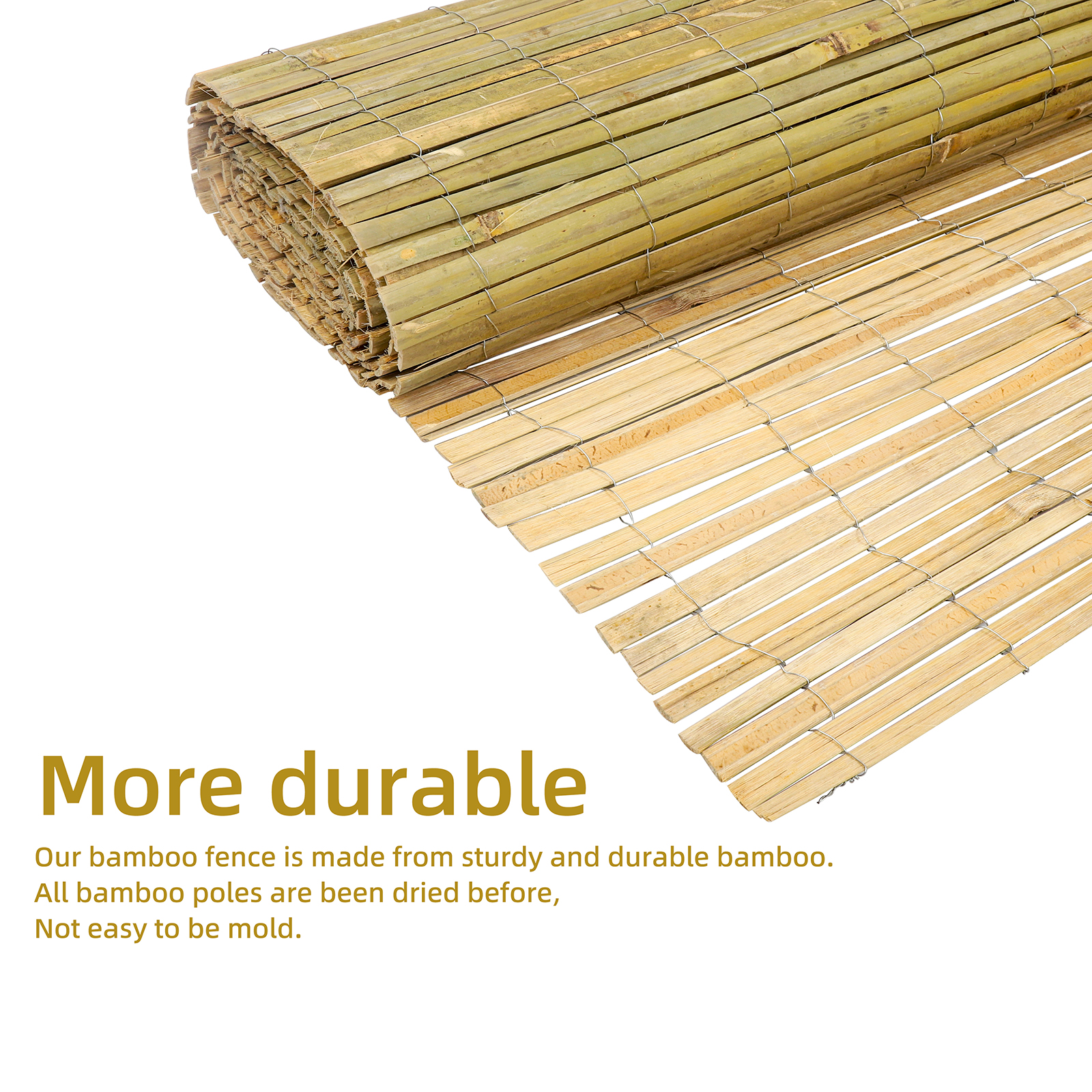 Bamboo Privacy Fence Roll 6FTx 13FT, Natural Bamboo Slat Screening Panels For Outdoor Garden, Yard, Patio, Balcony Privacy Screen 2PCS.Self-pickup Only photo 7