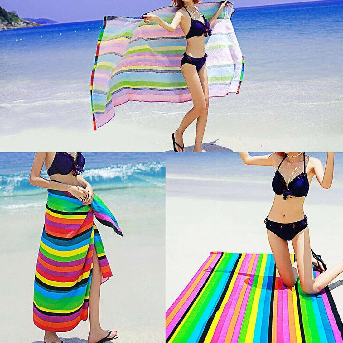 Travel Towel Striped Extra Large Microfibre Lightweight Beach Towel Quick Dry photo 4