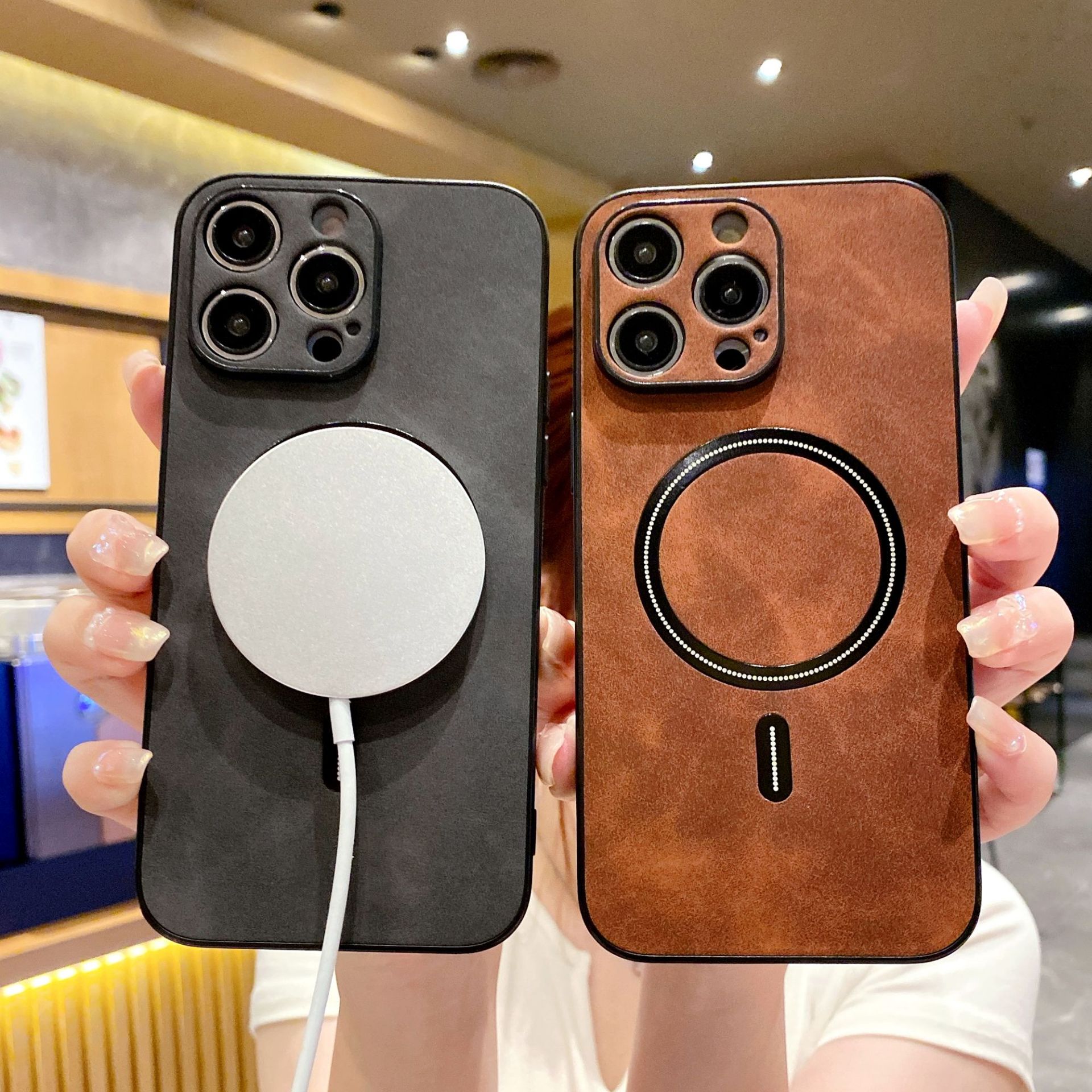 Iphone15pro Magnetic Lambskin All-inclusive Protective Cover photo 8