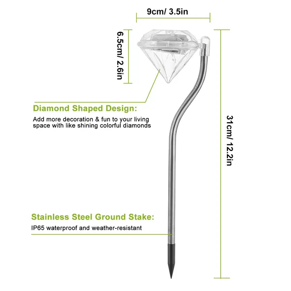 4Pcs Solar Garden Light Outdoor Diamond LED Light IP65 Waterproof photo 6