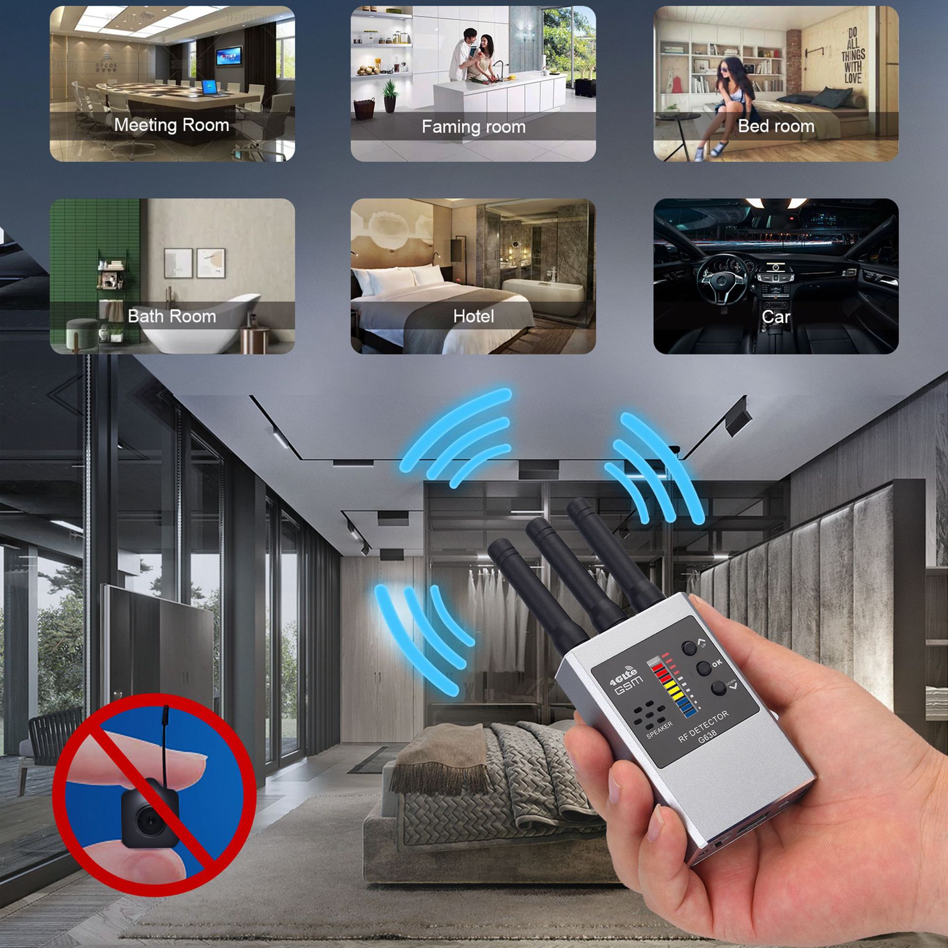RF Bug Detector Hidden Camera Finder Anti-Spy Listen Swe photo 5