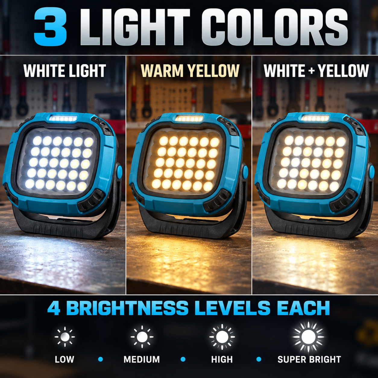 Rechargeable Magnetic Battery Display Type C LED Work Light Base Hanging W893 2 3 Hour photo 3