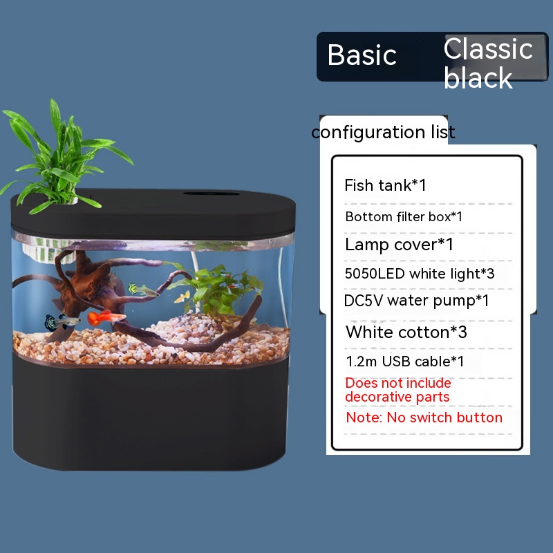 Aquarium Ecological Landscape Desktop Self-circulation Mini Small Change Water Household Fish Tank photo 7