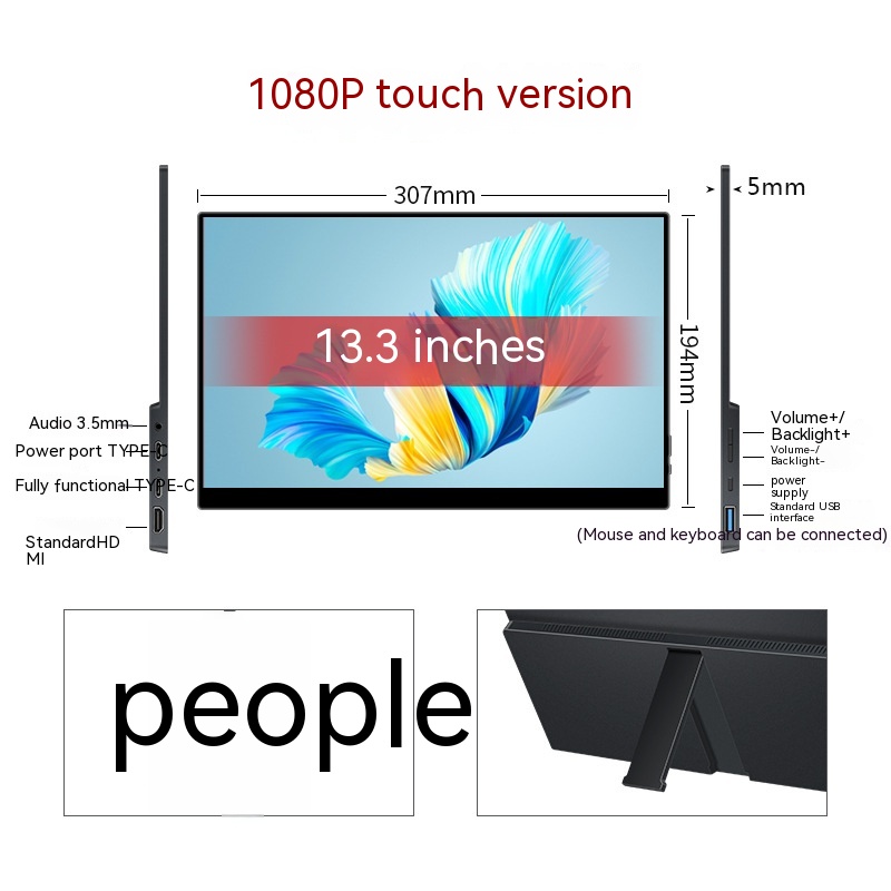 Touch Portable Monitor Mobile Phone Computer Game External Expansion Screen photo 3