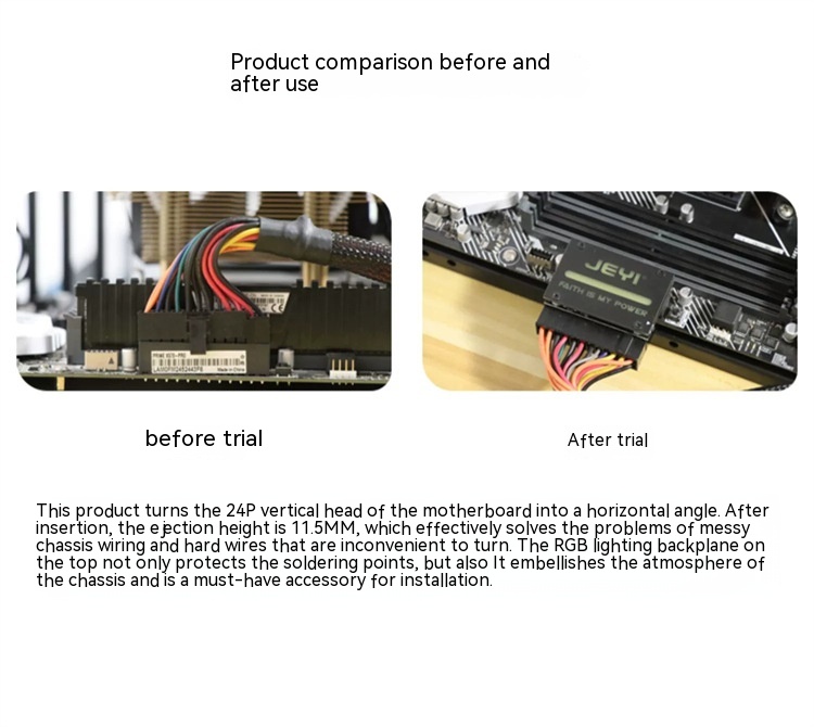 Chassis Mainboard ATX Power Supply 24Pin90 Degrees Steering Elbow Line Running Accessories photo 7