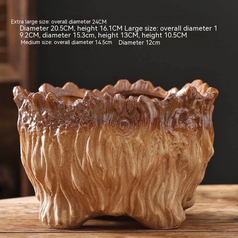 Flower Pot Ceramic Large Extra Large Wood Shaped Tree Root Green Plant Succulent Flower Pot photo 2
