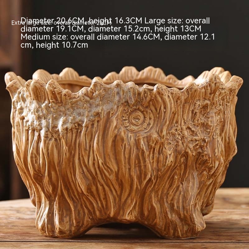 Flower Pot Ceramic Large Extra Large Wood Shaped Tree Root Green Plant Succulent Flower Pot photo 7