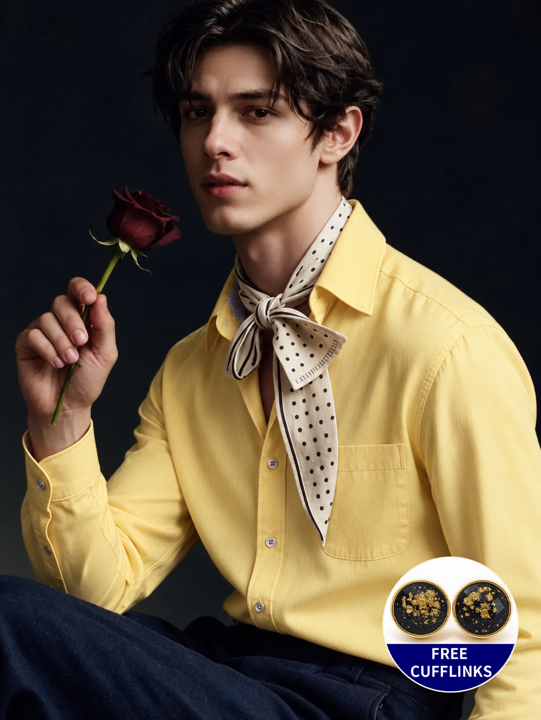 Men's Classic French Cuff Dress Shirt - Elegant Business Formal - Free Cufflinks Included photo 6