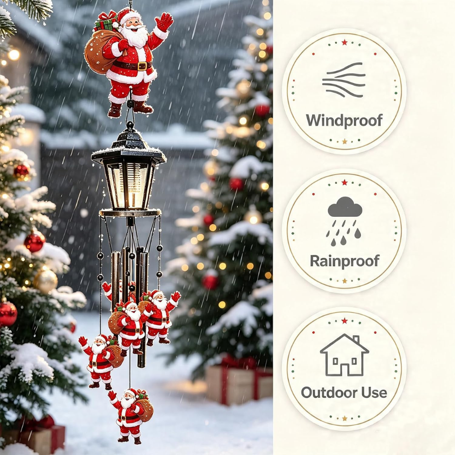 Santa Solar Christmas Wind Chimes, Outdoor Hanging Holiday Decor photo 6
