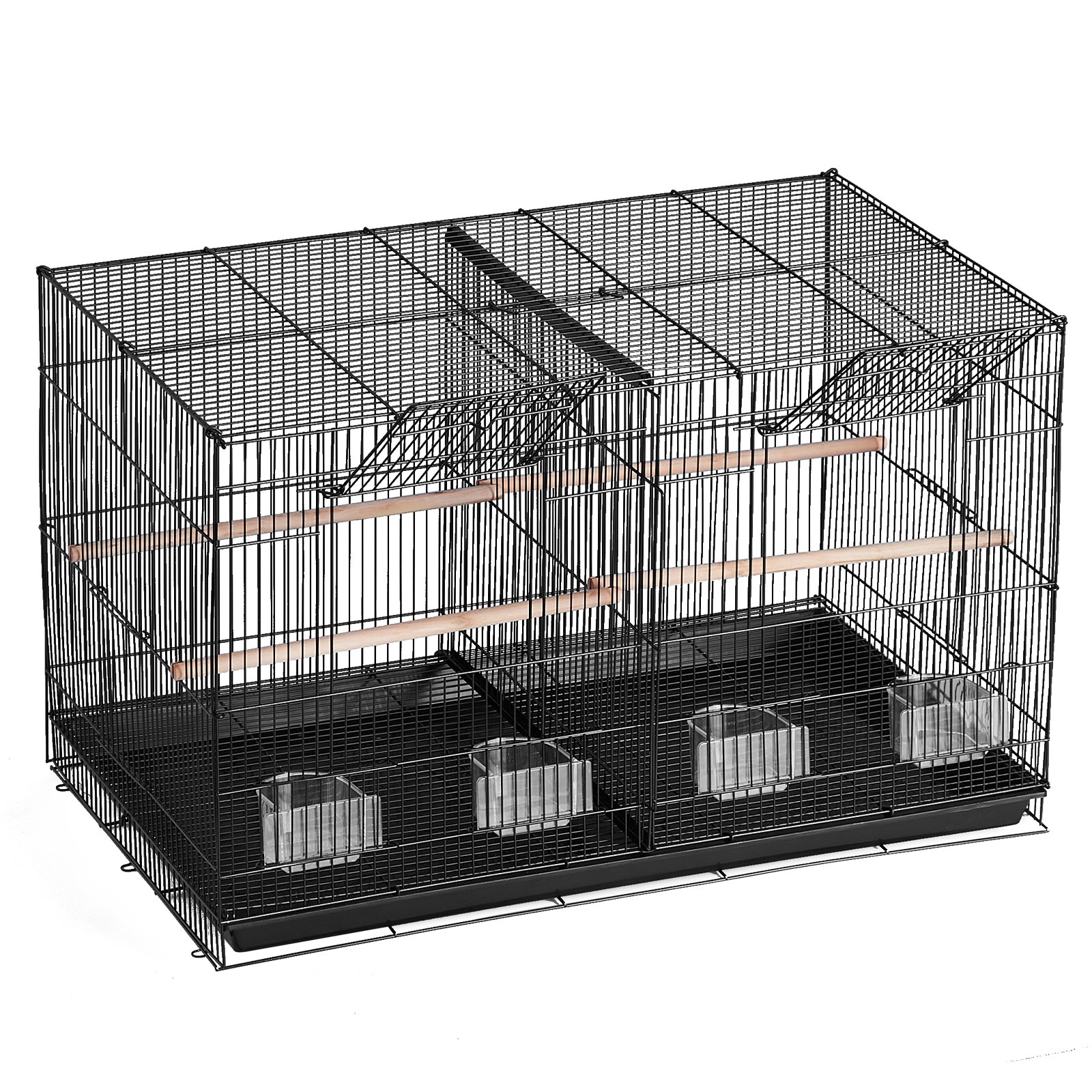 Bird Cage, 18 In, Small Parakeet Cage With Divider, Sturdy Metal Bird Flight Cage, Travel Birdcage With 5 Perches & 4 Feeding Cups, Parrot Cage For Canaries Lovebirds Cockatiels Budgie, Black photo 1