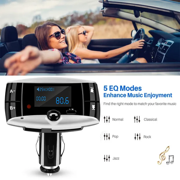 Car Wireless FM Transmitter USB Charger Hands-free Call MP3 Player SD Card Reading Aux-in LED Display photo 4