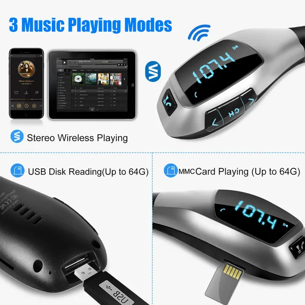 Car FM Wireless Transmitter USB Charge Hands-free Call MP3 Player photo 3