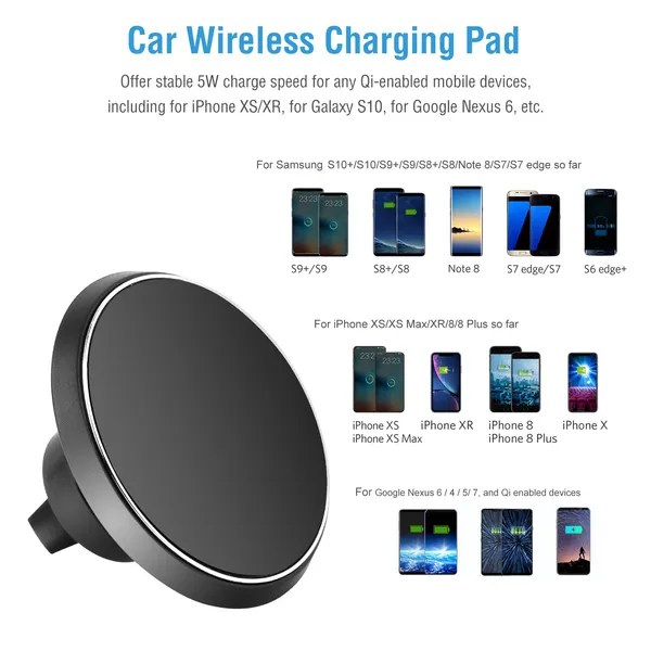 Qi Wireless Car Charger Magnetic Car Phone Charger 5W Charging Pad Air Vent Phone Mount Holder photo 5