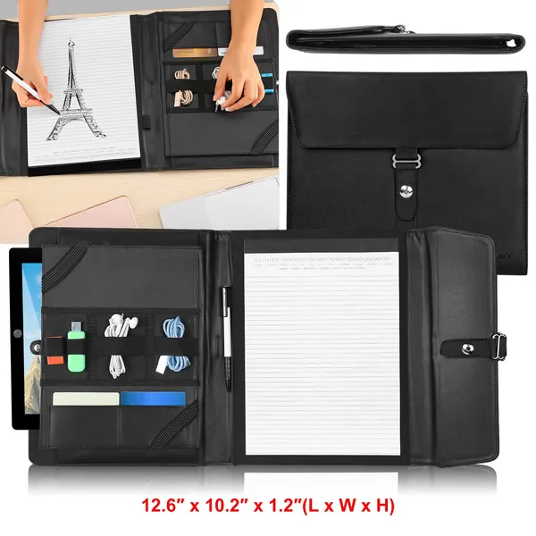 Padfolio Portfolio Folder Business Document Organizer PU Leather Padfolio Holder Case photo 1