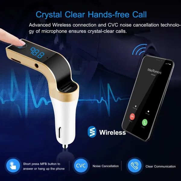 Car Wireless FM Transmitter USB Charger Hands-free Call MP3 Player MMC Card Reading Aux-in LCD Display photo 3