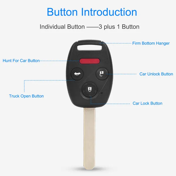 Fit For Honda Accord 2003-2007 Remote Keyless Entry Shell Button Car Key Fob Uncut Key Cover Case OUCG8D-380H-A FCCID 313.8MHz Frequency photo 5