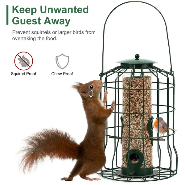 Outdoor Wild Bird Feeder Squirrel-Proof Chew-Proof Metal Hanging Seed Feeder With 4 Feeding Ports For Small Songbirds photo 5
