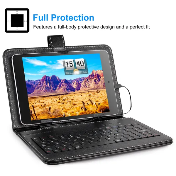 7.9in Protective Keyboard Case W/ Keyboard PU Leather Back Stand Tablet Cover Via USB 2.0 Cable photo 4
