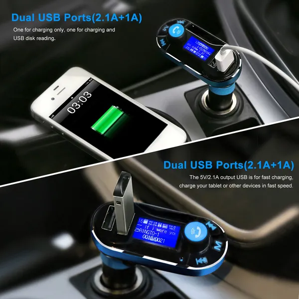 Car Wireless FM Transmitter Dual USB Charger Hands-free Call MP3 Player Aux-in LED Display Remote Controller photo 4