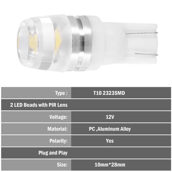 20Pcs LED Car Light Bulbs T10 2323SMD 6500K White Auto Lamps Replacement For Dome Map Door Trunk Signal License Plate photo 5