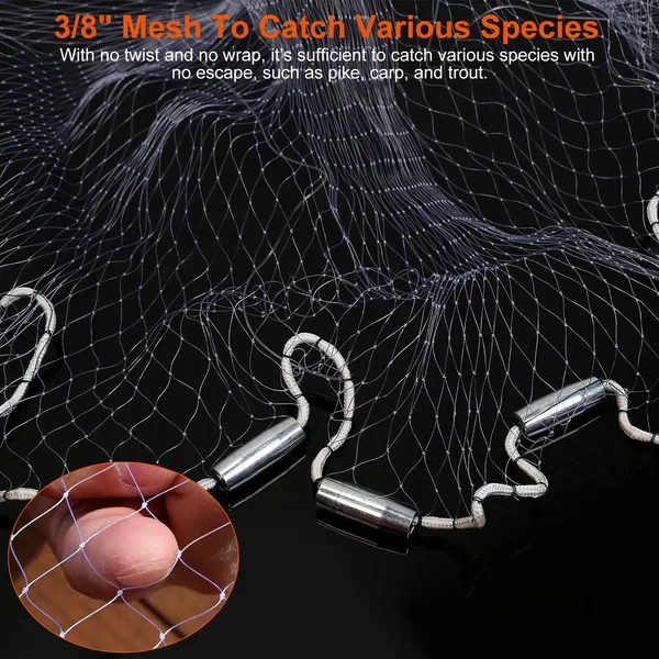 Fishing Cast Net Bait Trap Easy Throw Heavy Duty Hand Cast Net With Chain Sinker Bottom Spread photo 4