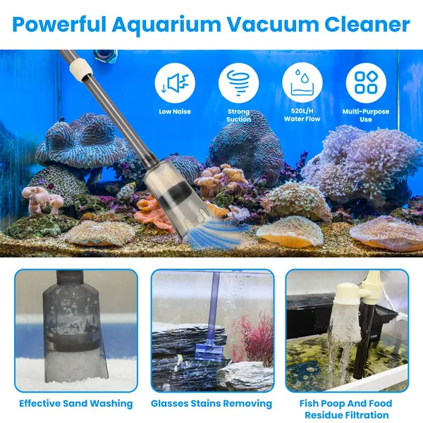Multifunctional Electric Aquarium Gravel Cleaner Kit Length Adjustable Automatic Fish Tank Vacuum Cleaner photo 5