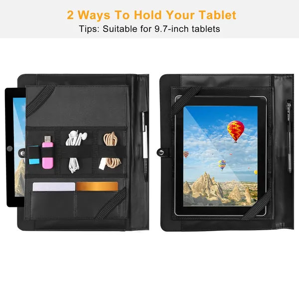 Padfolio Portfolio Folder Business Document Organizer PU Leather Padfolio Holder Case photo 3