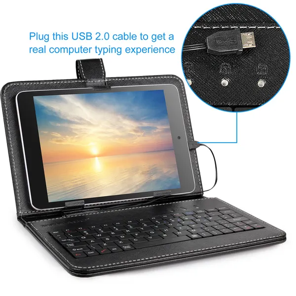 7.9in Protective Keyboard Case W/ Keyboard PU Leather Back Stand Tablet Cover Via USB 2.0 Cable photo 3