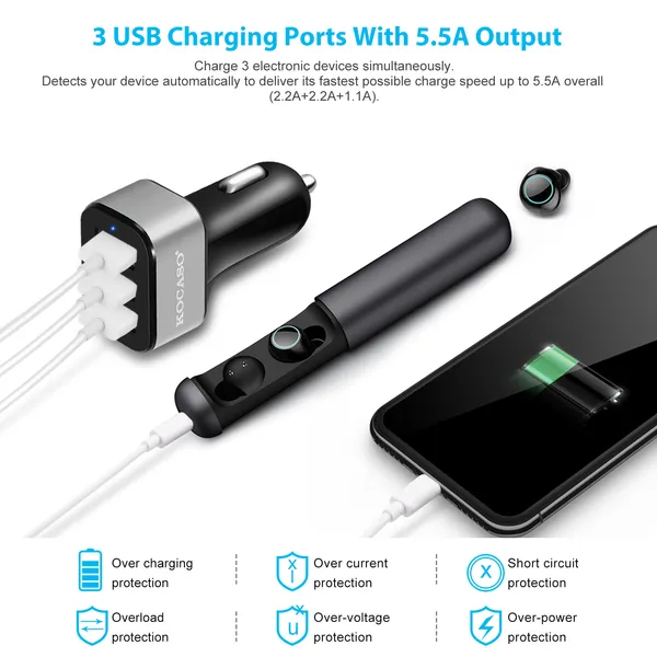 USB Car Charger 30W 5.5A 3 USB Port Cigarette Lighter Charger Adapter photo 5