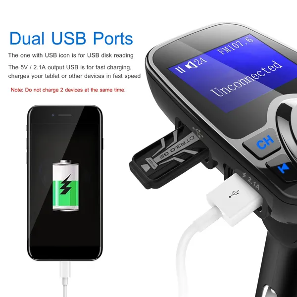 Car Wireless FM Transmitter MP3 Player Hand-Free Call USB Charger AUX Input photo 5