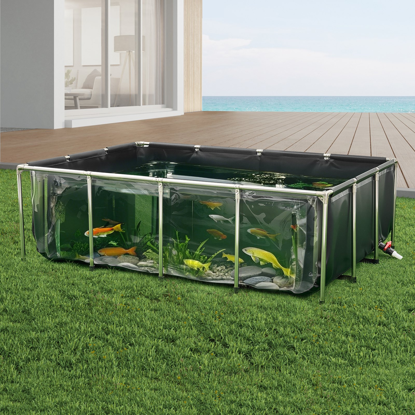 Canvas Fish Pond Above Ground Koi Tank 470 Gal With Clear Viewing Panel photo 6