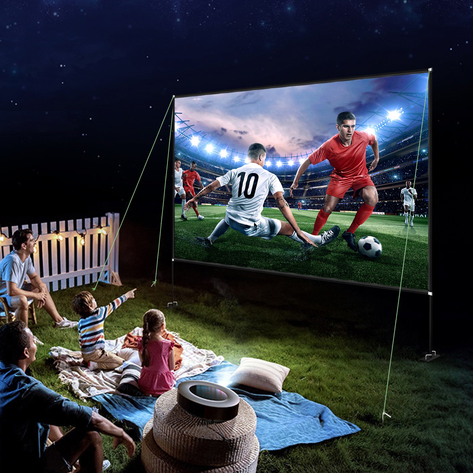 Projector Screen With Stand 150inch Portable Movie Screen 16:9 4K HD Wide Angle Outdoor Projector Screen Stand Easy Assembly With Storage Bag For Home Theater Office Outdoor Use photo 6