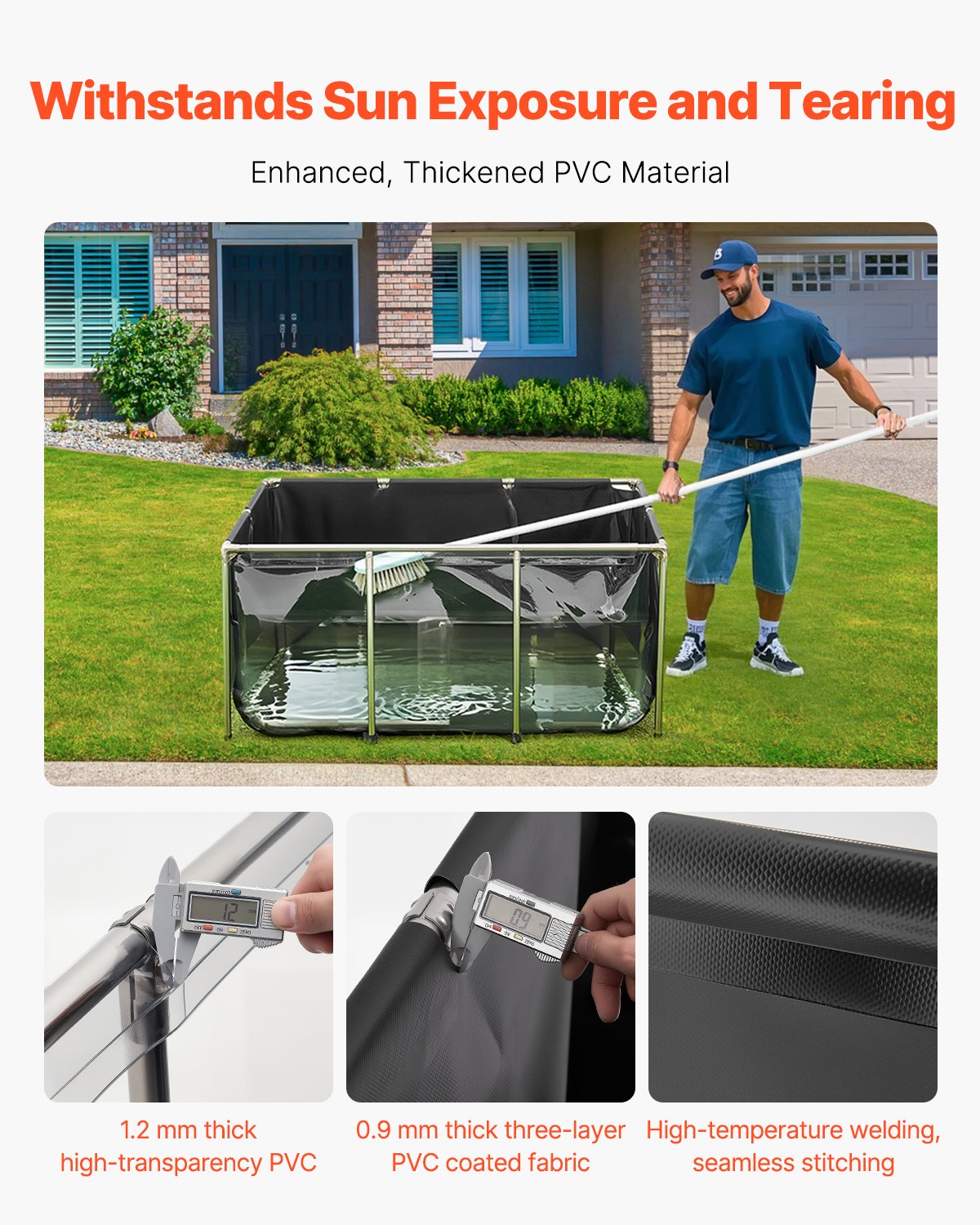 Canvas Fish Pond Above Ground Koi Tank 270 Gal With Clear Viewing Panel photo 2